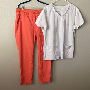 Koi Tech scrub pants with white Barco uniforms scrub top.